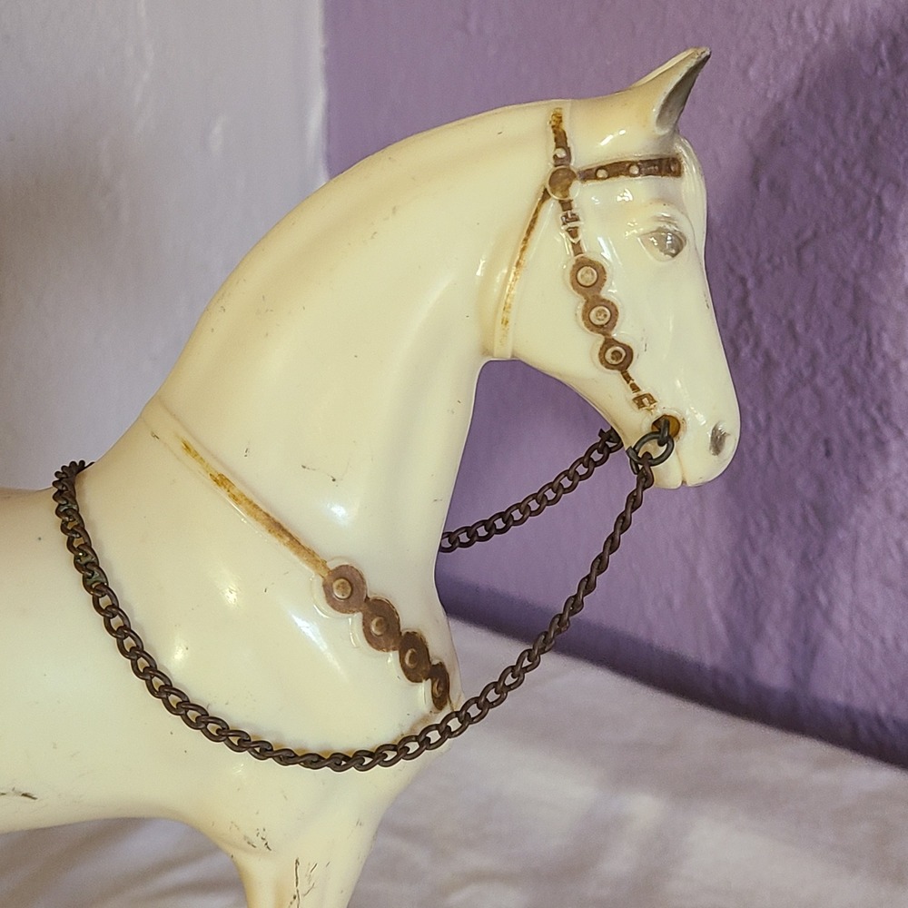 Vintage Breyer Western Pony Model Horse Glossy Alabaster #45 Chain Reins